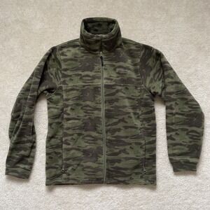 Columbia Youth Fleece Jacket Green Camo Full Zip Sz 18/20